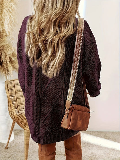 Women's Cable Knit V-Neck Dress