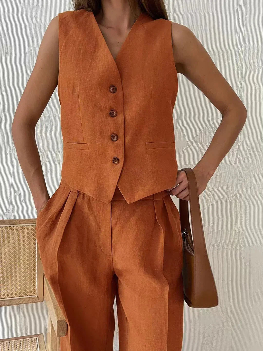 Women's Sleeveless Wide Leg Pants Set