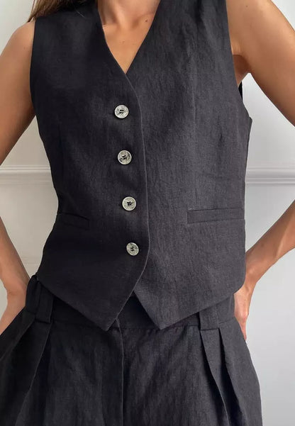 Women's Sleeveless Wide Leg Pants Set