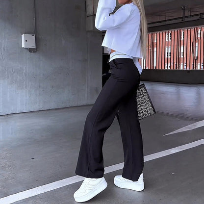 Women's Crop Two Piece Set High Waisted Pants