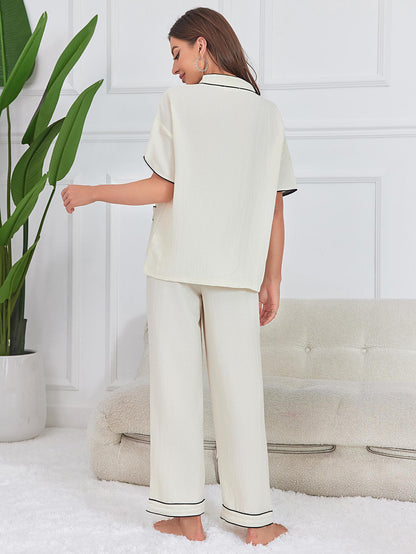 Women's 2-Piece V-Neck Wide Leg Pants Set