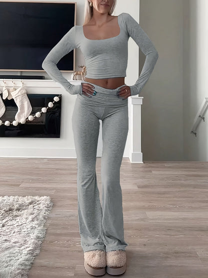 Women's Long Sleeve Flared Pant Set