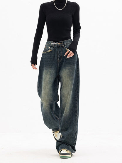 Fashionable High Waist Wide Leg Women's Jeans
