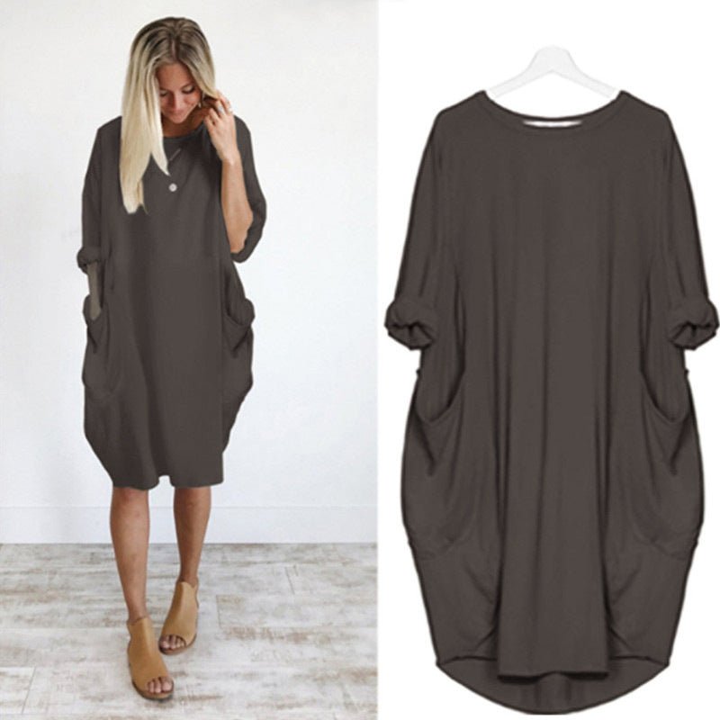 Women's Loose Fit Dress With Oversized Pockets