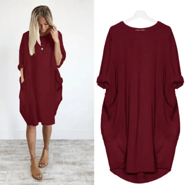Women's Loose Fit Dress With Oversized Pockets