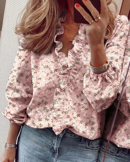 Feminine Floral Chiffon Blouse for Women
