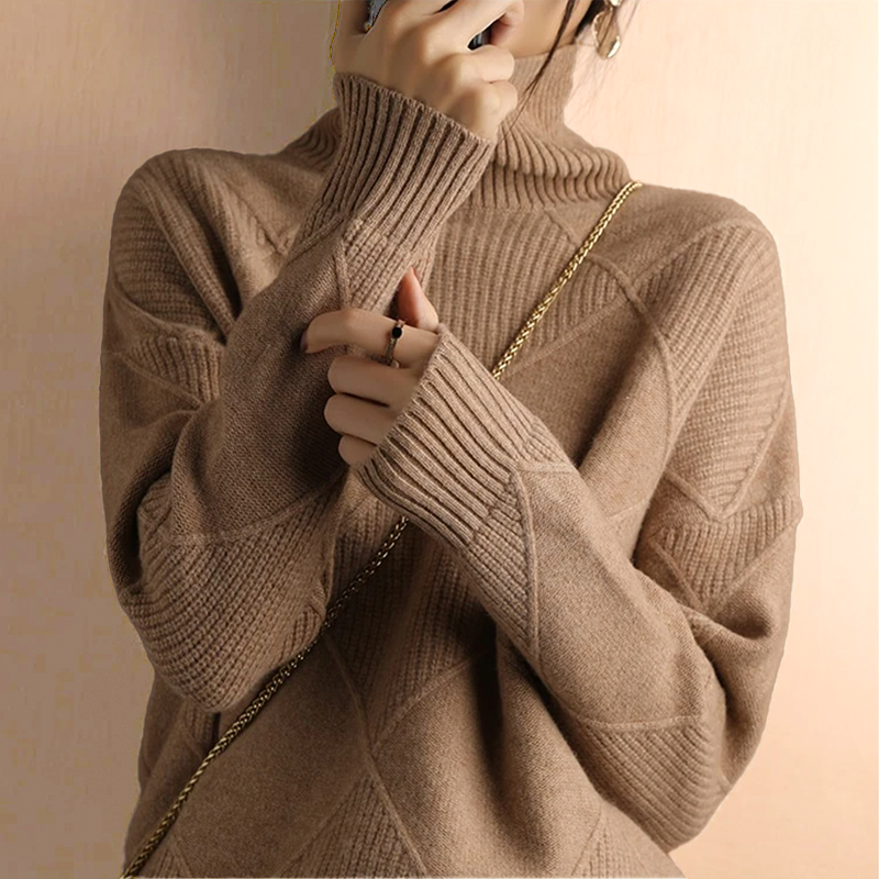 Soft Women's Cable Knit Turtleneck Sweater