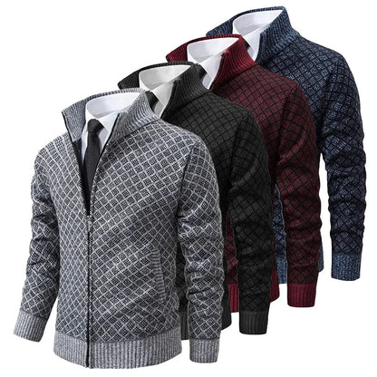 Men's Zip Front Cardigan Stand Collar