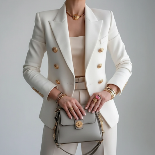 Women's Fitted Double-Breasted Blazer - VibreMode