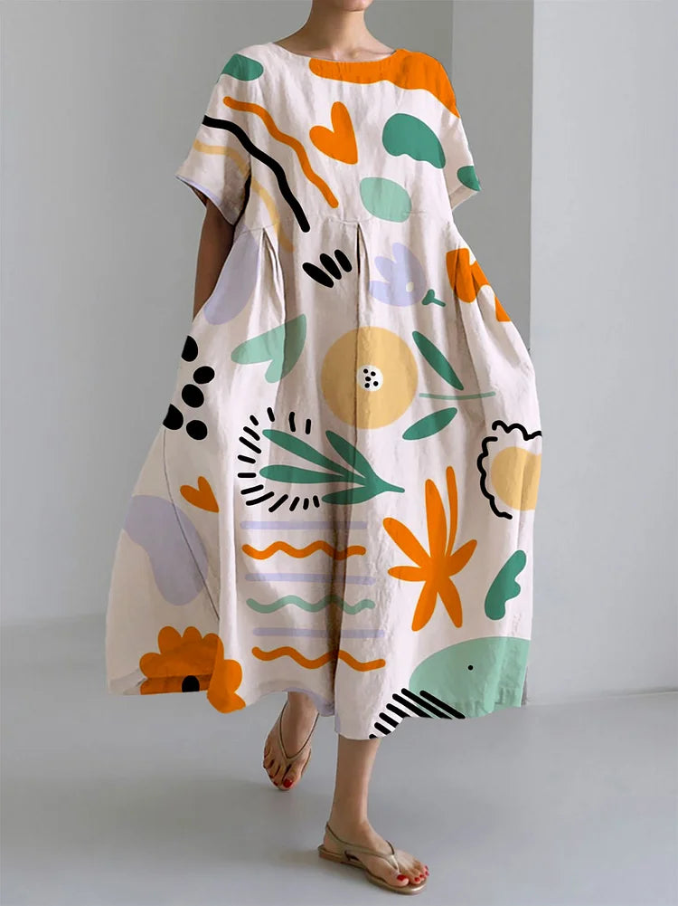 Milena Women's Lightweight Summer Dress Colorful Print - VibreMode