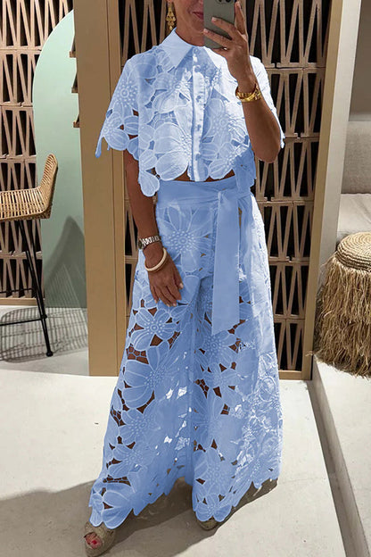 Women's Elegant Lace Two Piece Outfit