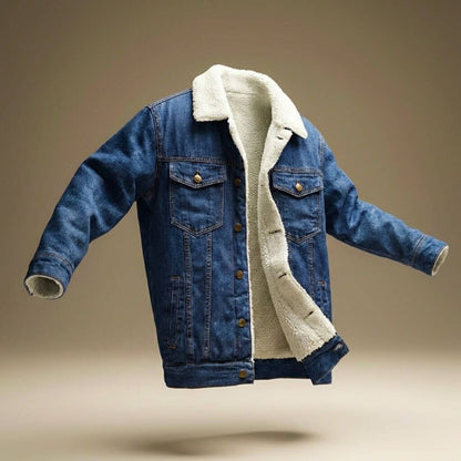 Faux Fur Lined Casual Denim Jacket - VibreMode