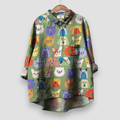 Women's Graphic Button Front Blouse