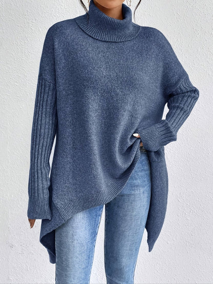 Women's Folded Turtleneck Sweater Loose Fit