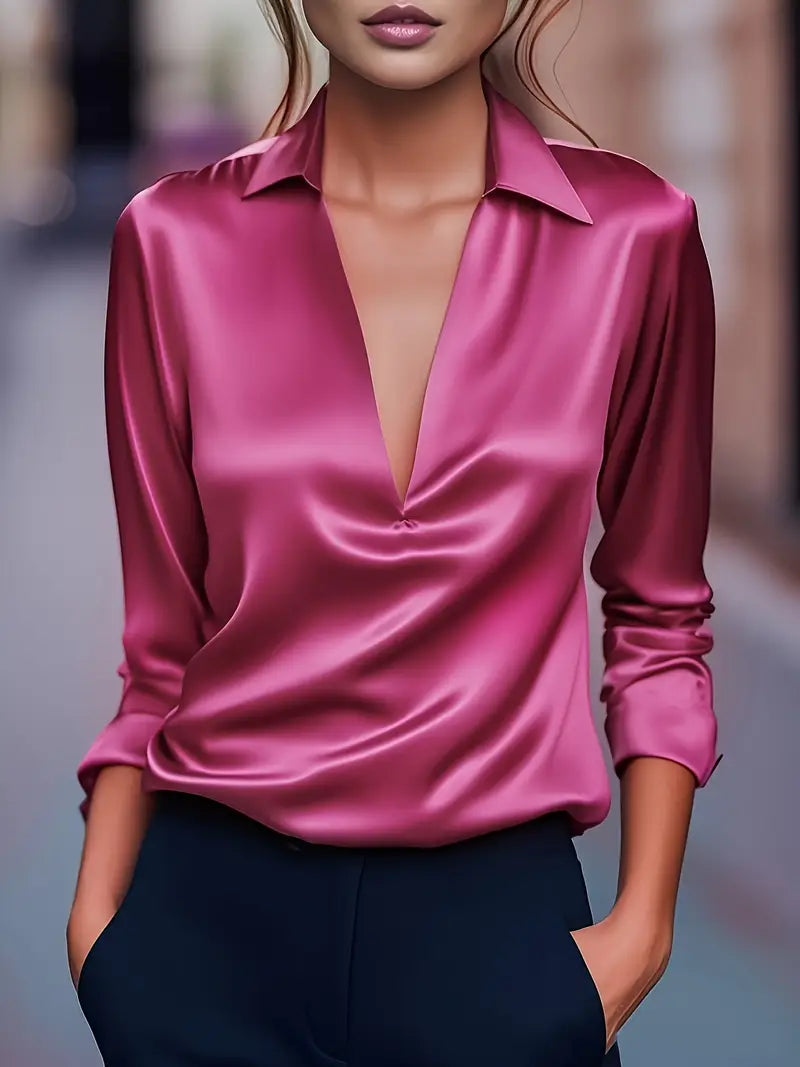 Luxury Soft V-Neck Satin Top