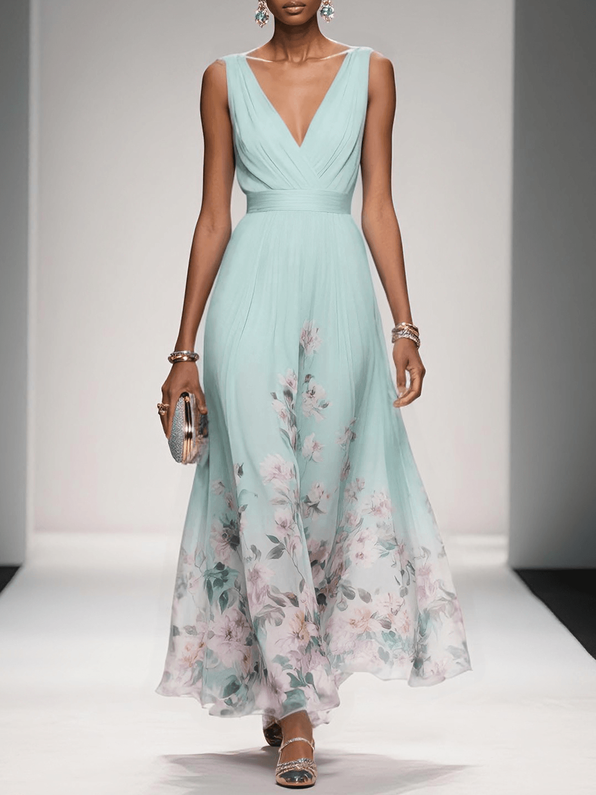 Beautiful Floral Long Sundress for Women
