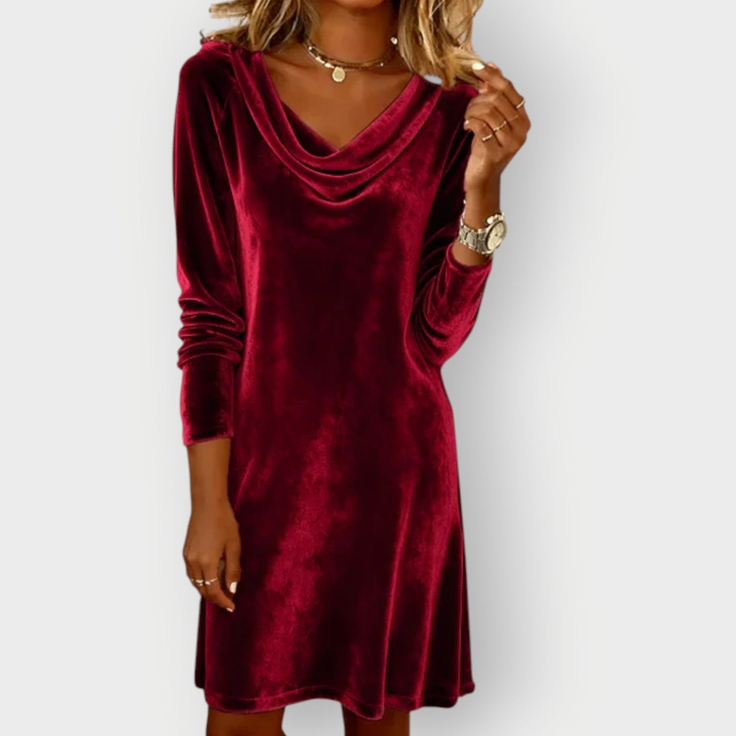 Women's Velvet Dress Sleeveless Drape Neck