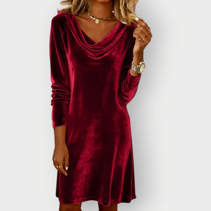 Women's Velvet Dress Sleeveless Drape Neck