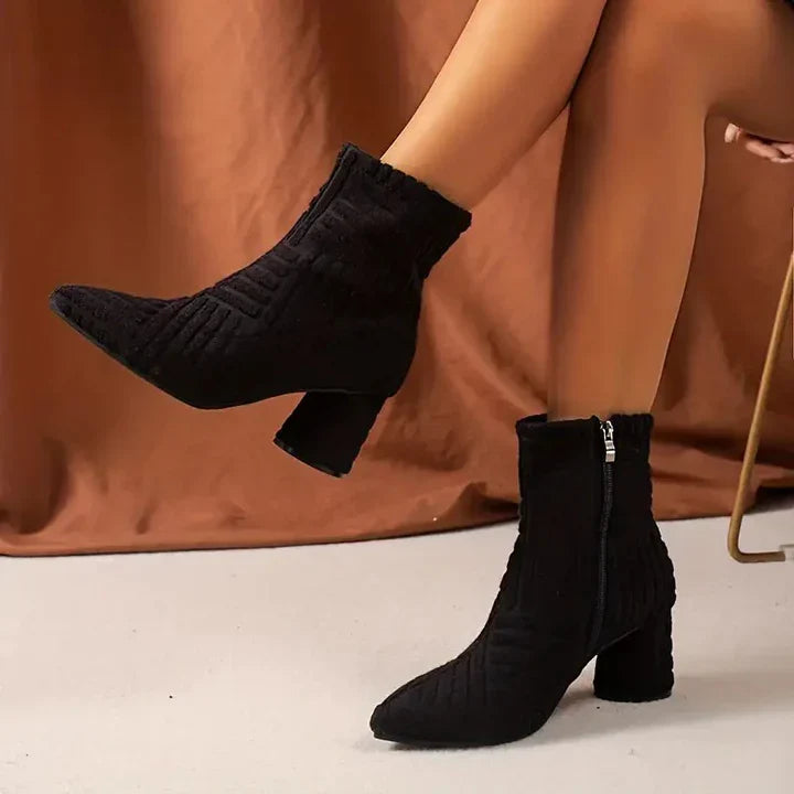 Women's Block Heel Boots Solid Color - VibreMode