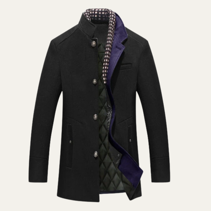 Men's Classic Wool Winter Coat Quilted Lining