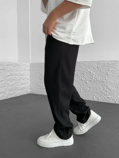 Men's Wide Leg Lounge Pants Vertical Stripe