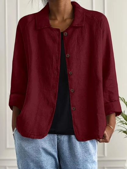Women's Button Front Collared Blouse