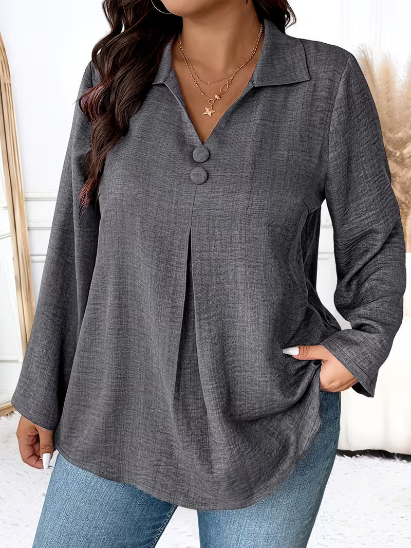 Deborah Women's Long Sleeve Button Blouse - VibreMode