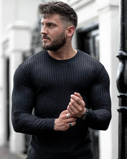 Image of Derrick | Men's Long Sleeve Ribbed Sweater