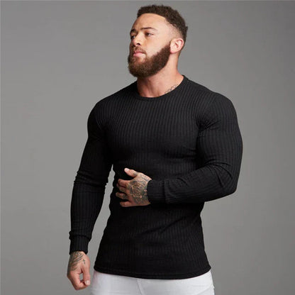 Men's Long Sleeve Ribbed Sweater - VibreMode