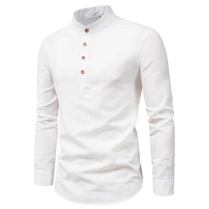 Men's Slim Fit Cotton Shirt Stand Collar