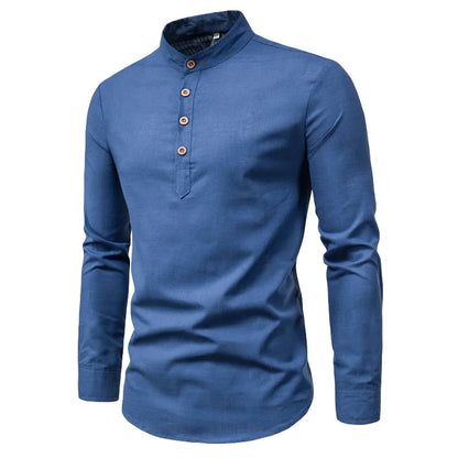 Men's Slim Fit Cotton Shirt Stand Collar - VibreMode