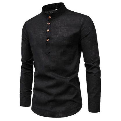 Men's Slim Fit Cotton Shirt Stand Collar