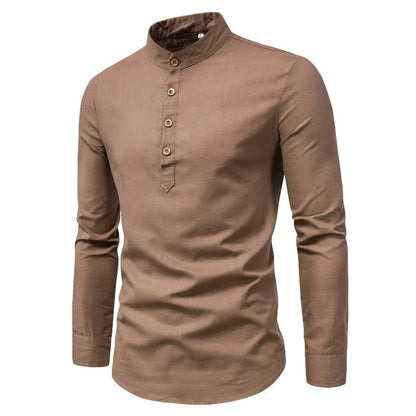 Men's Slim Fit Cotton Shirt Stand Collar