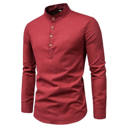 Men's Slim Fit Cotton Shirt Stand Collar