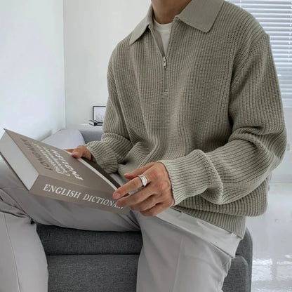 Men's Quarter Zip Sweater Textured Knit