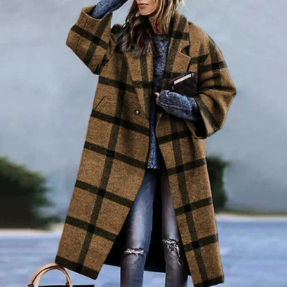 Women's Long Autumn Coat Warm Wool Blend