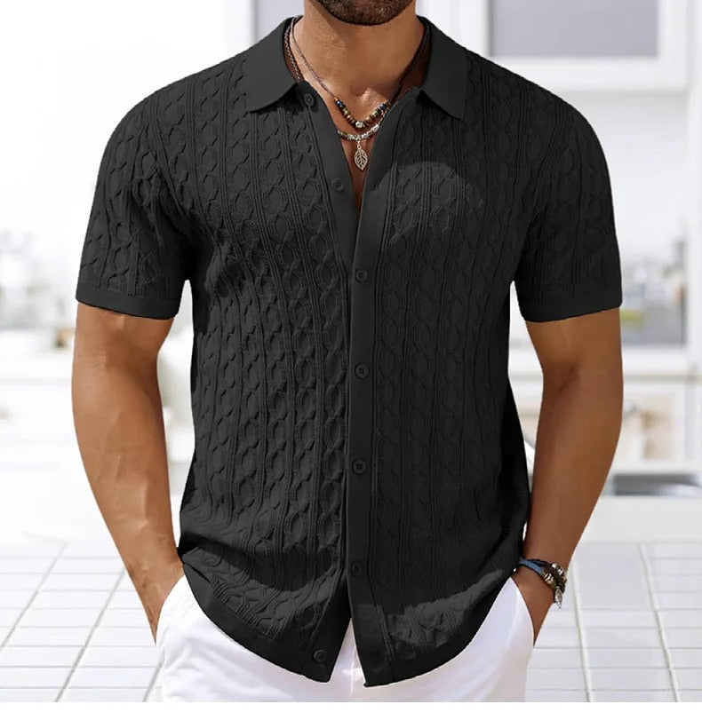 Men's Jacquard Knit Polo Shirt