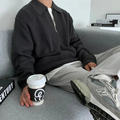 Men's Quarter Zip Sweater Textured Knit