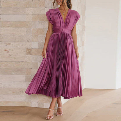 Women's V-Neck Sleeveless Dress Elegant