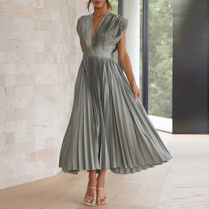 Women's V-Neck Sleeveless Dress Elegant