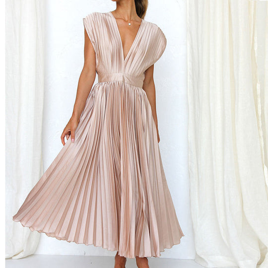 Women's V-Neck Sleeveless Dress Elegant