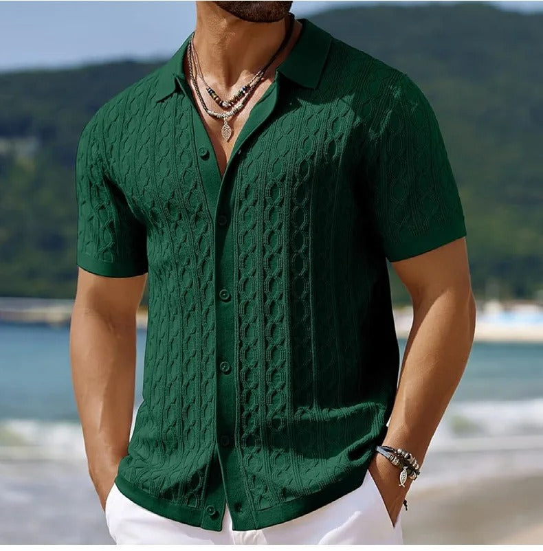 Men's Jacquard Knit Polo Shirt