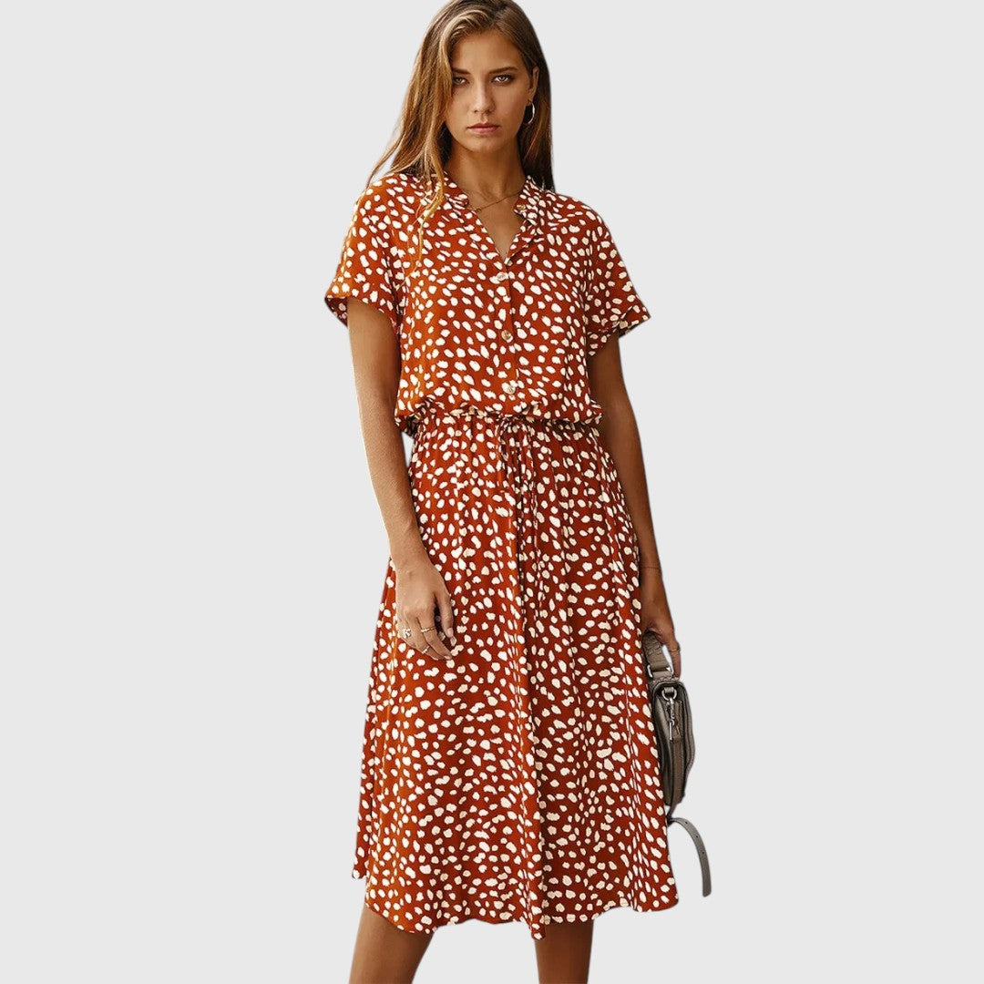 Colorful Front Button Midi Dress