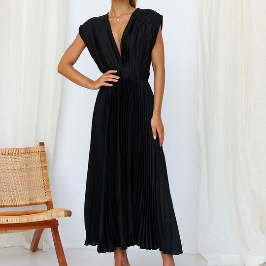 Women's V-Neck Sleeveless Dress Elegant