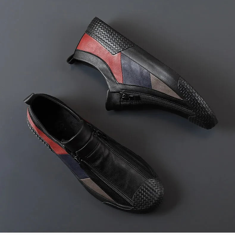 Men's Slip-On Sneakers Side Zipper Contrast Panels Comfortable