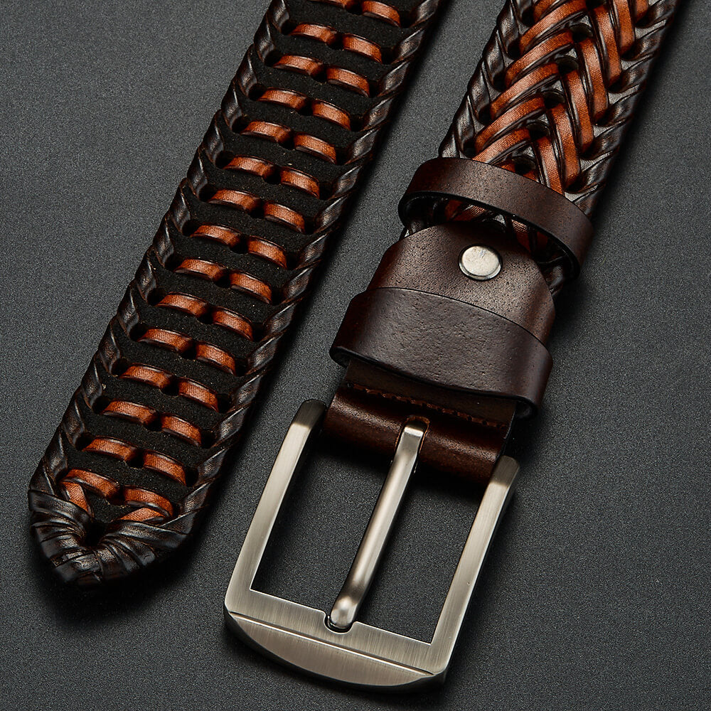 Authentic Woven Leather Waist Belt