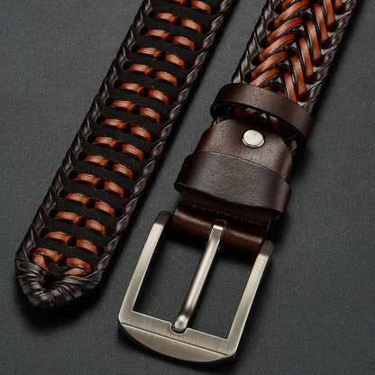 Authentic Woven Leather Waist Belt