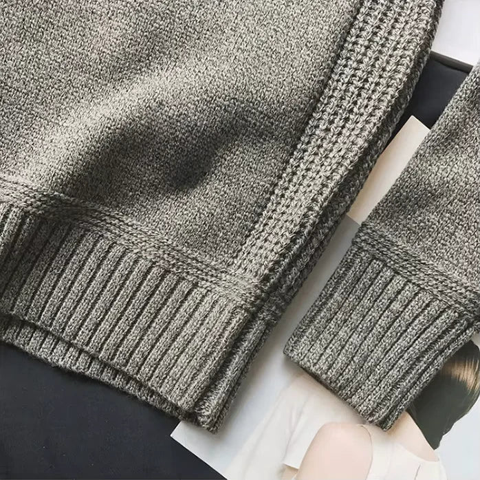 Men's Crew Neck Sweater Elbow Patch