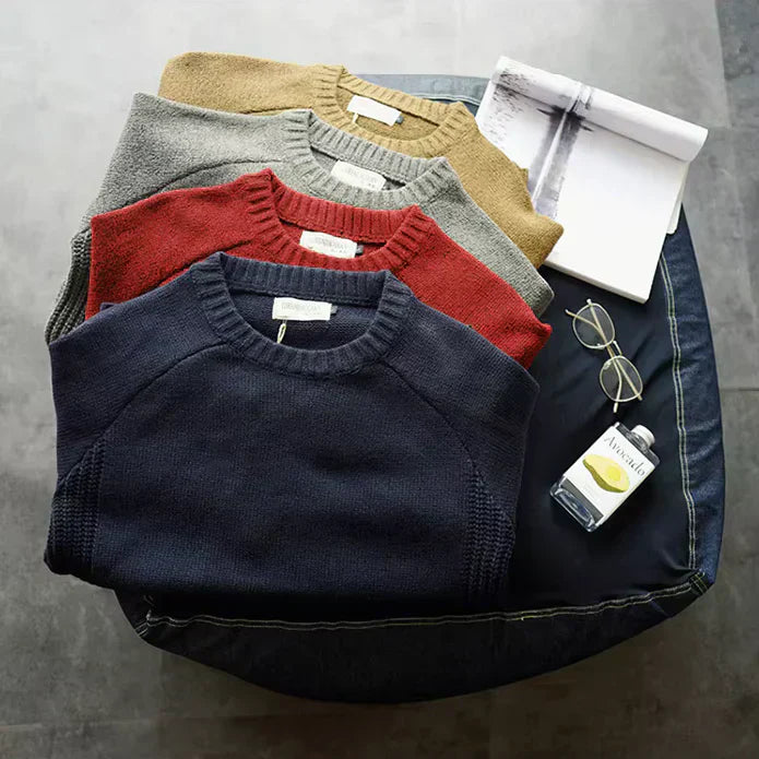 Men's Crew Neck Sweater Elbow Patch