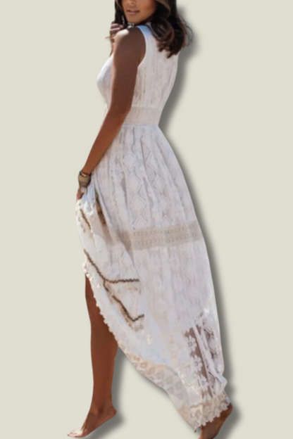 Women's V-Neck Lace Maxi Dress